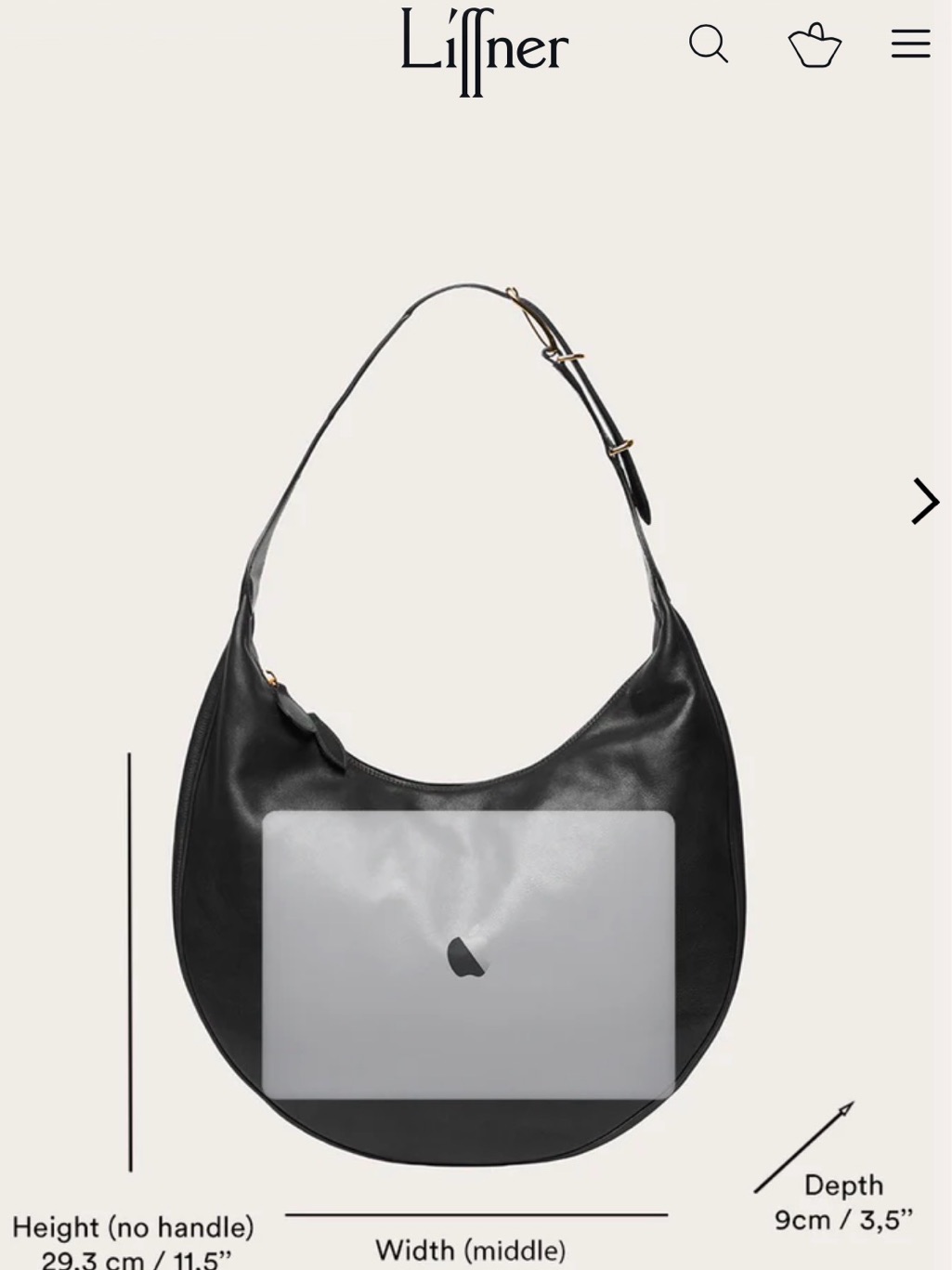 Liffner Moon Hobo Black Leather Adjustable Shoulder Bag / Crossbody — image 5 of 8